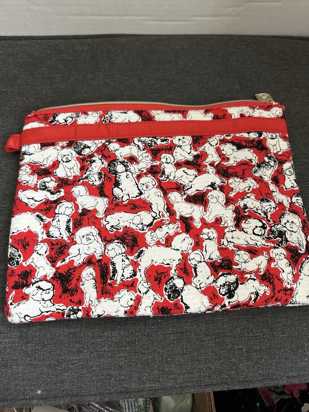 Carolina Herrera Target Neiman Marcus Dog Print Pouch Red White 2012